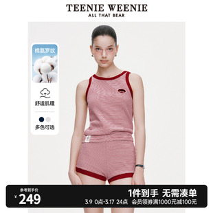 TeenieWeenie小熊2024年条纹运动背心打底衫T恤修身美式复古时尚