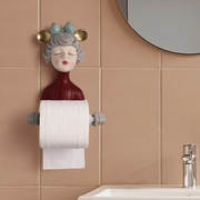 北欧女孩浴室创意纸巾，筒摆件卫生间免打孔洗脸巾毛巾壁挂式置物架