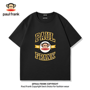 Paul frank/大嘴猴短袖T恤男2024夏季纯棉潮牌黑色半截袖男款