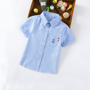 中小男童衬衫短袖夏季款，儿童半袖夏装3-12岁小孩休闲衬衣夏季