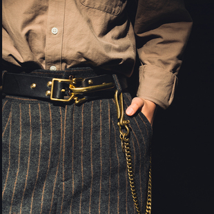 美式阿美咔叽骑兵腰带纯铜，扣vintage复古皮带，意大利植鞣头层牛皮