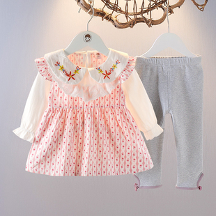 一岁女童装女宝宝秋装纯棉套装，洋气婴儿衣服春秋季公主时髦两件套