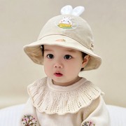 女宝宝帽子春秋季可爱超萌小兔子女孩，盆帽秋天薄款女童婴儿渔夫帽