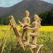 农耕主题稻草人物丰收节草雕乡村景观大型稻草工艺品创意卡通摆件