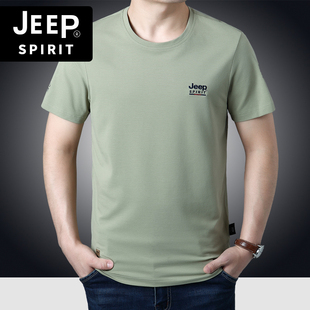 jeep吉普男士短袖t恤纯色运动休闲宽松男装2022薄款半袖体恤潮流