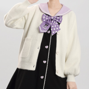 lolita貂绒开衫短款毛茸茸针织，毛衣开衫外套，女小个子秋冬保暖长袖