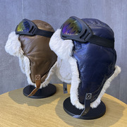 儿童帽子冬季雷锋帽加厚加绒中大童，pu皮革护耳，帽男女童保暖套头帽