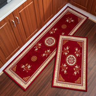 复古新中式厨房地垫长条地毯防滑防油耐脏吸水垫入户门口门垫进门