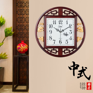 康巴丝新中式挂钟客厅静音复古创意石英钟表，中国风家用电现代时钟