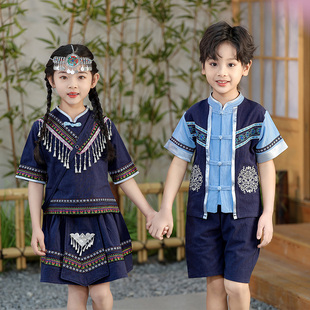 小学生合唱表演服男童女童，三月三广西壮族儿童民族服装中国风班服