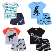 男童夏季短袖中小童恐龙衣服t恤短裤套装儿童两件套欧美时尚夏装