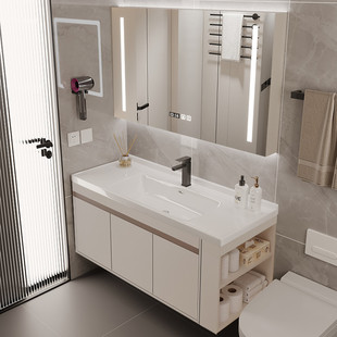 现代简约浴室柜组合卫生间陶瓷一体洗手池洗脸台盆柜智能卫浴套装