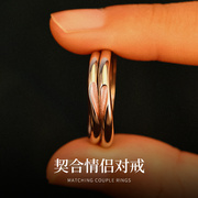 爱心情侣对戒纯银戒指男女小众，设计一对款指环生日节礼物送男女友
