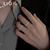 XIGN施家珍珠戒指女925纯银叠戴素圈小众时尚个性指环轻奢食指戒