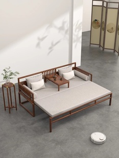 乌金木新中式罗汉床沙发茶桌椅，组合小户型客厅改良实木超大贵妃榻