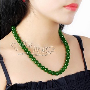天然a货翡翠满绿圆珠，项链圆珠缅甸女款项链吊坠颈饰祖母绿色证书