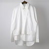 牧木原创韩版休闲宽松长袖白色，衬衫男潮流设计感小众纯棉黑白衬衣
