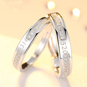 银饰戒指情侣男女对戒一对小众，设计开口可调节高级感时尚520指环