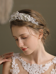 婚礼精致串珠新娘头饰复古发箍银色仿珍珠 跟日韩造妆超仙型配饰