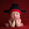 首发儿童摄影道具帽子影楼百天满月婴儿宝宝拍照毛线县官帽子造型