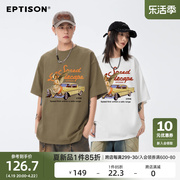 EPTISON创意天使230g重磅纯棉印花短袖T恤高街美式复古宽松上衣男