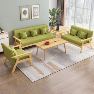 布艺沙发客厅2024现代小户型沙发茶几组合出租房，简易双人沙发