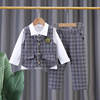 男童春秋西装马甲三件套帅气婴儿童衣服衬衫西服套装宝宝礼服洋气