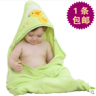 金号婴儿浴巾纯棉儿童毛巾被，新生儿包被全棉，秋冬宝宝浴巾带帽