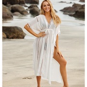 度假沙滩防晒泳衣裙海边开衫罩衫女款外搭长比基尼外套宽松镂空衣