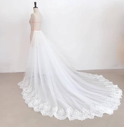 新娘半身裙网纱蕾丝花边，长裙白色太阳摆婚纱礼服，拖尾百搭优雅大气