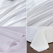 五星级民宿酒店宾馆布草贡缎全棉缎条床单纯棉加厚白色床单单件