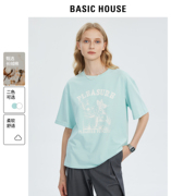 Basic House/百家好女士短袖T恤女夏季显瘦宽松百搭体恤印花上衣