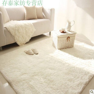 可机洗草绿色长毛地毯客厅，卧室满铺床边毯加厚儿童毯渐变色白