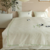 daisyhome简约高级白色熊猫，100支双股纯棉提花，刺绣四件套床上用品