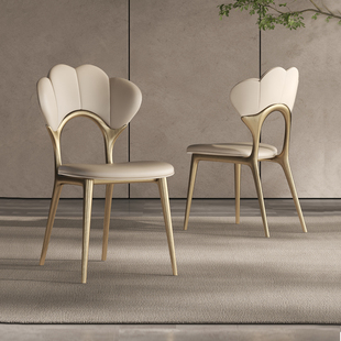 轻奢餐椅家用现代简约设计师款餐桌椅组合不锈钢高端饭桌餐椅子
