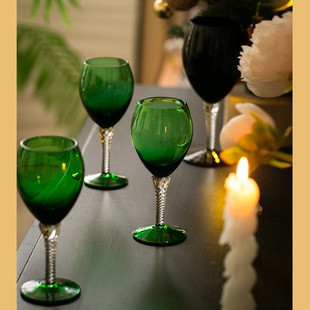 中古风法式红酒杯，人工吹制复古高脚玻璃杯，葡萄酒西式杯甜酒创意