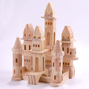 儿童原木色城堡建筑积木叠叠高拼搭玩具场景形状认知益智玩具木制