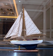 实木帆船模型儿童智力简单拼装单杆美式欧式玄关装饰品一帆风顺船