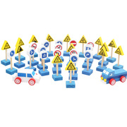 儿童交通标志牌玩具幼儿园智力早教益智认知小汽车标志多米诺积木