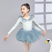 儿童舞蹈练功服秋冬季女宝民族中国舞体操服芭蕾形体服蓬蓬裙