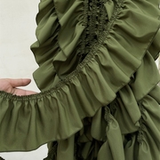 辅料配饰装饰橄榄绿棉布蕾丝，花边布料手工彩色，荷叶边服装