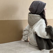 女童卫衣秋冬款加绒，2023儿童加厚洋气，连帽大童冬季摇粒绒上衣
