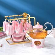 北欧陶瓷花茶壶套装加热过滤玻璃壶煮泡水果花草茶红茶下午茶茶具