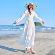 白色连衣裙2024法式仙女气质长裙子旅游穿三亚海边渡假沙滩裙