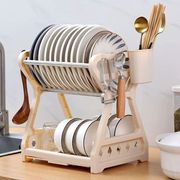 厨房置物架用具晾洗放沥水碗架碗柜，碗碟碗筷盘收纳盒双层餐具架