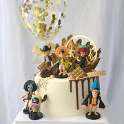 蛋糕装饰摆件海贼王卡通套装生日插件模型路飞乔巴烘焙派对装饰
