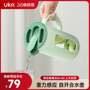 uka冷水壶家用大容量玻璃，耐高温凉水壶，泡茶壶防尘开水壶套装冰箱