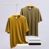 铜氨丝短袖t恤男夏季莫代尔纤维，竖条纹肌理感凉爽垂感圆领体恤衫