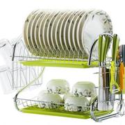 双层厨房置物用具晾碗碟架不锈防锈沥水放碗筷架碗碟盘子收纳架子