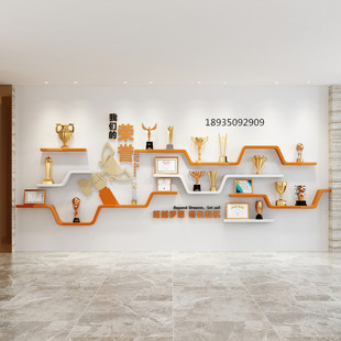 广州定制形象墙荣誉，墙展示架陈列架一字隔板烤漆层板公司创意木质
